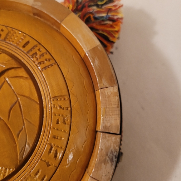 Vintage Wooden Flask Drinking Vessel Antique Hand Carved Wooden Flask w/Strap - Picture 11 of 16